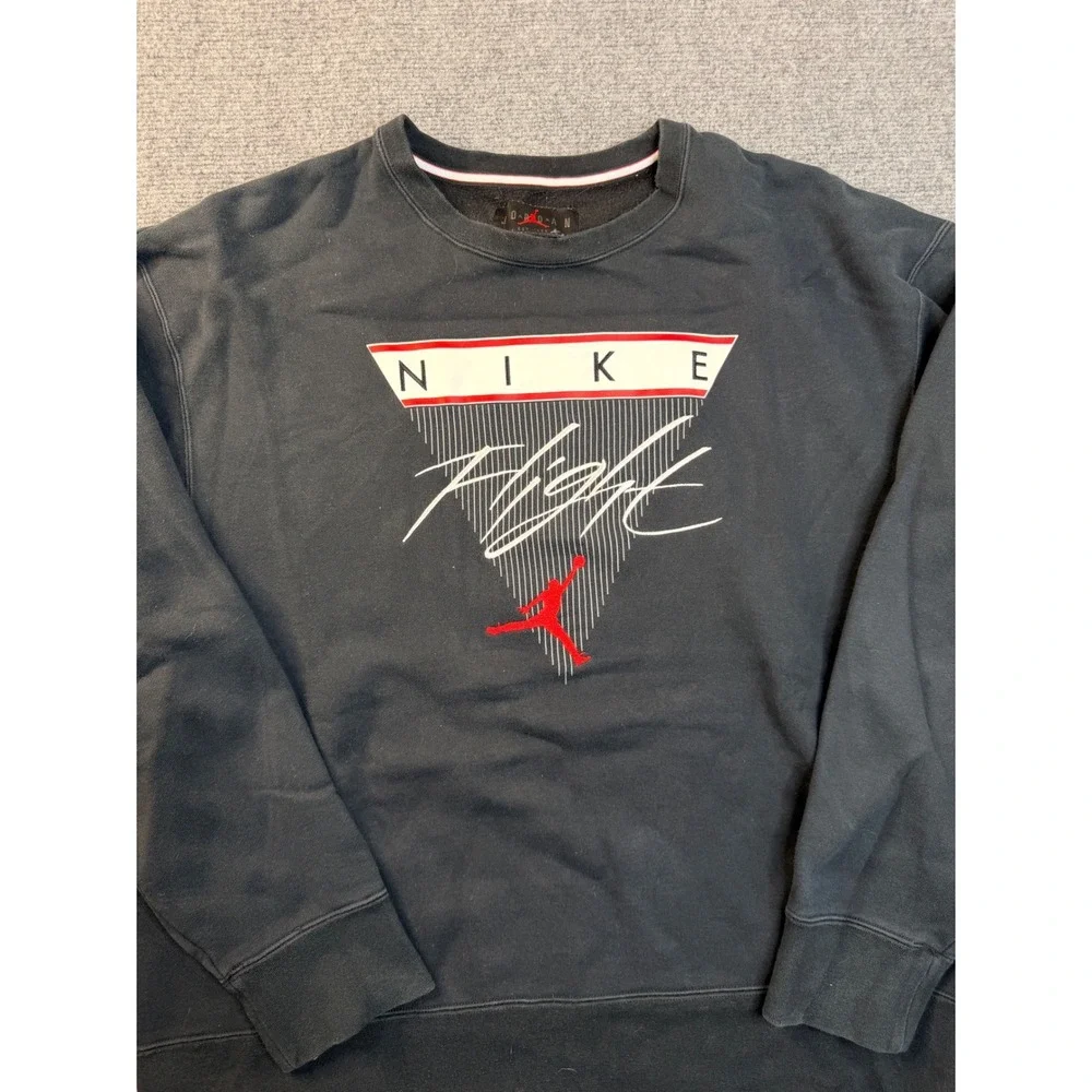 Nike Jordan Flight Mens XL Black Fleece Graphic Crewneck Sweatshirt Pullover